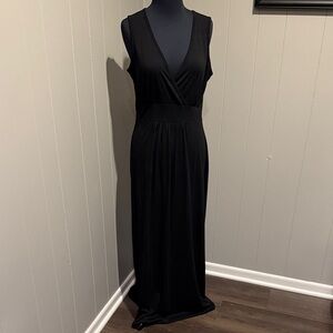 Woosea Tank Veat Simple A-Line Wrap Chic Black Sleeveless Maxi Dress